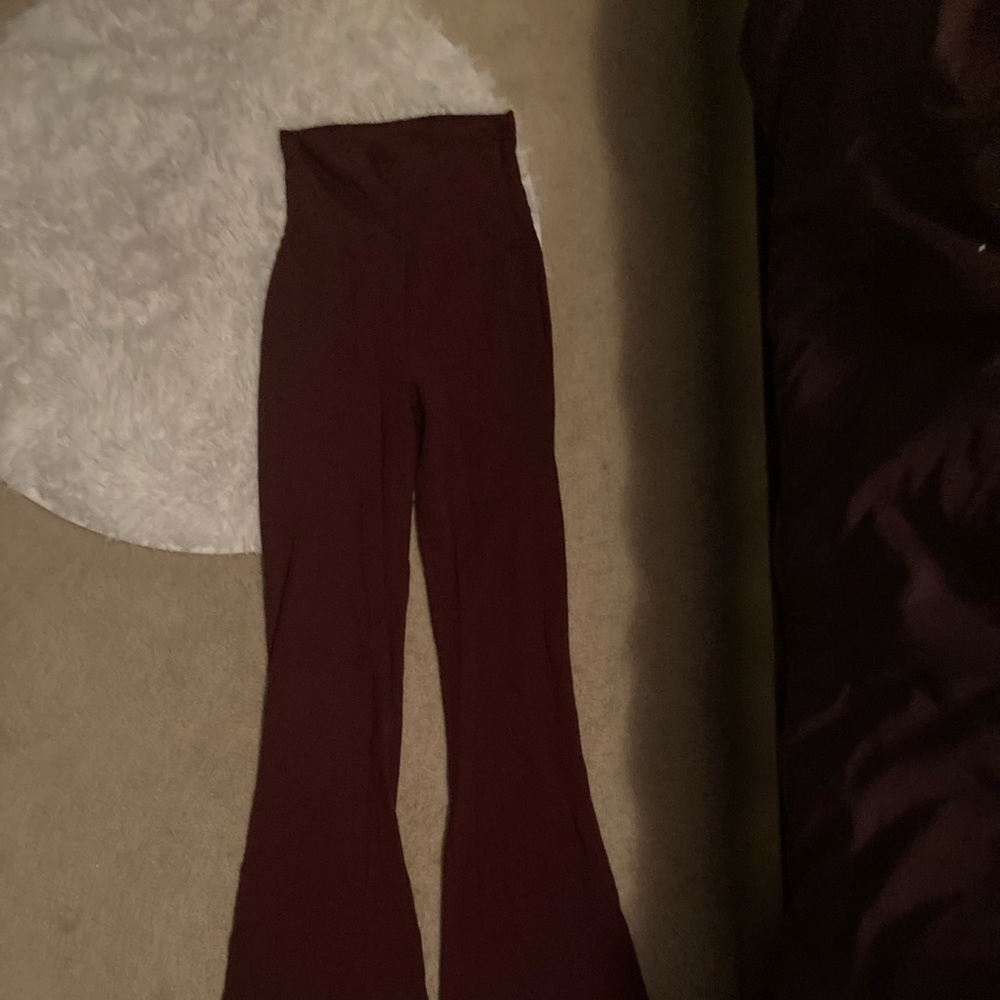 Red flare leggings